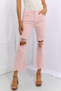 RISEN Distressed Ankle Flare Jeans