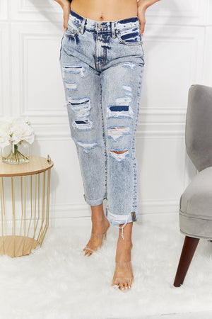 Kancan High Rise Distressed Straight Jeans