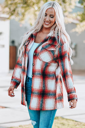 Alice Plaid Button Up Shirt Jacket with Pockets