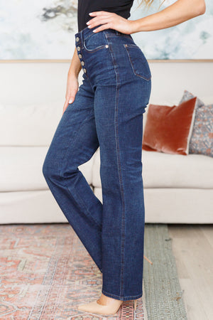 Arlo High Rise Button-Fly Straight Jeans (Judy Blue)