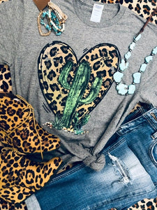 Leopard Heart Cactus Tee (Delta)