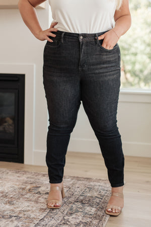 Octavia High Rise Control Top Skinny Jeans in Washed Black (Judy Blue)