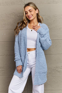 Zenana Open Front Popcorn Cardigan