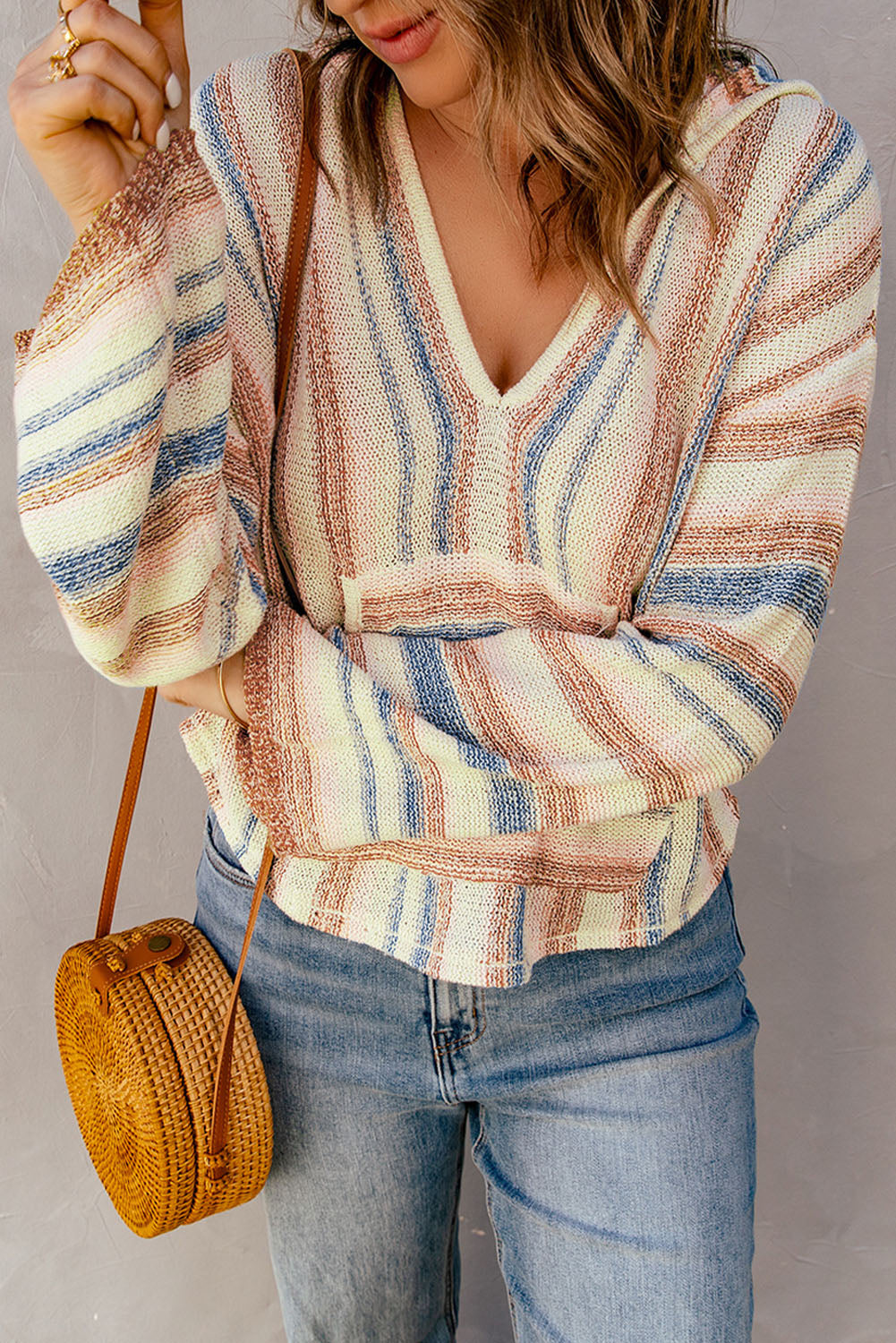 Grace Striped Sweater with Kangaroo Pocket