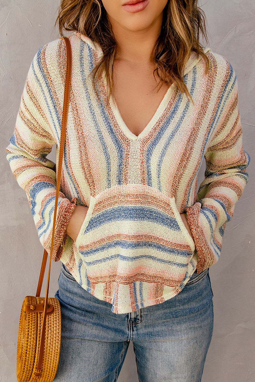 Grace Striped Sweater with Kangaroo Pocket