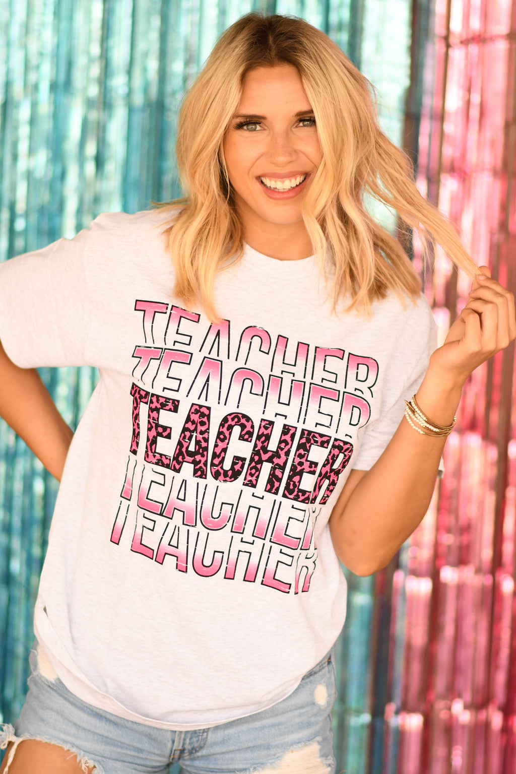 Teacher Pink Leopard Tee (Delta)