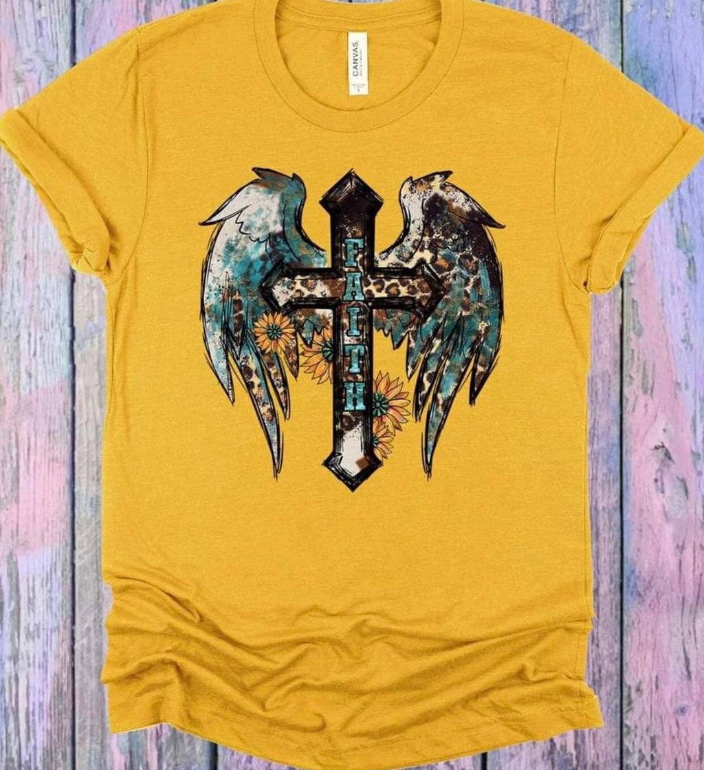 Faith Cross with Wings Tee